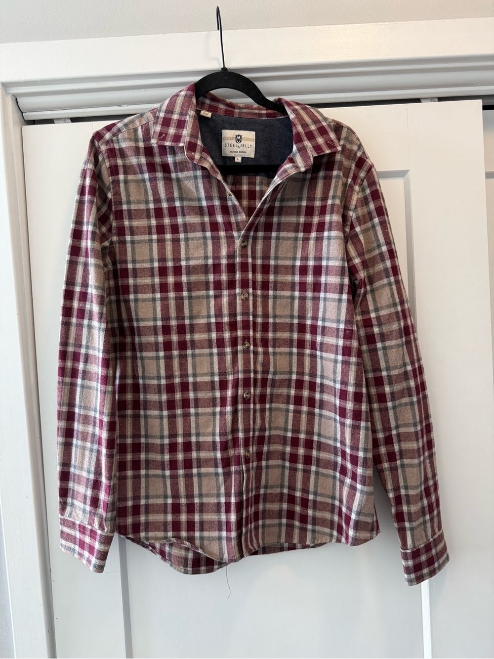 Steel and Jelly Burgundy Plaid Long-Sleeve Button-Down Shirt